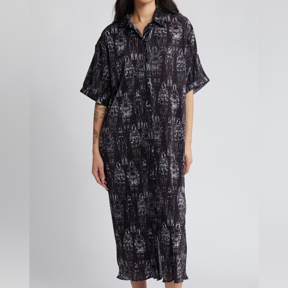 New! Dressed in LALA Astronaut Plisse Shirt Dress Large - Picture 1 of 10